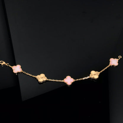 [AuraEcho]CLOVER BRACELET 5 MOTIF PINK AND PINK GOLD