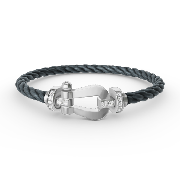 [AuraEcho]FORCE LARGE HORSESHOE HALF DIAMOND BRACELET SILVER